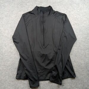 PINK Victoria's Secret Pullover Womens Large Black Quarter Zip Mesh Athletic
